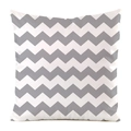 Square throw pillow cover with grey and white herringbone wave pattern in silk-like fabric - Gray White Chevron (17)