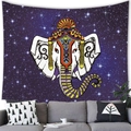 Mandala elephant wall tapestry with cosmic galaxy background for home decor - 150x100 / Indian Style Ganesha Head (1) / Peach Skin