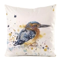 Square watercolor kingfisher bird pillow cover in faux silk fabric with vibrant blue colors - Blue and Orange Kingfisher Watercolor Pattern (6) / 45x45cm