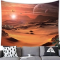 Sci-fi desert sunset wall tapestry with alien planets and dunes in red orange tones - Warm Red Alien Desert (5)