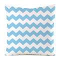 Blue and white chevron pattern cushion cover in decorative faux silk for home decor - Light Blue White Zigzag (18)