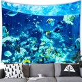 Arazzo oceano blu con pesci tropicali colorati, tartarughe marine e barriera corallina - 100X70 / Paesaggio del Mondo Marino (3)