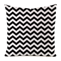 Square throw pillow cover with a classic black and white chevron wave pattern design - Black White Wave (19)
