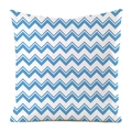 Blue and white chevron wave pattern silk-like cushion cover on white background - Blue White Chevron (20)