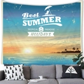 Sommerlicher Strand-Wandteppich mit Sonnenuntergang über einem modernen Wohnzimmer-Sofa - 100x70 (Pfirsichhaut-Samt) - Stil 18