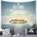 Tropische Insel Pfirsichhaut-Wandteppich mit Vintage-Segelboot-Druck für die Wanddekoration - 100x70 (Pfirsichhaut-Samt) - Stil 17