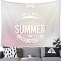 Sommerlicher Wandteppich mit Palmen und Wellen über einem grauen Sofa im Wohnzimmer - 100x70 (Pfirsichhaut-Samt) - Stil 14