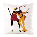Détail de la housse de coussin en soie avec impression d'art danseuses africaines - Style d'art de danseuse africaine 2(2)