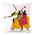 Détail de l'illustration d'art africain et de la signature Shani Kelly sur la taie d'oreiller - Style d'art de danseuse africaine 1(1)