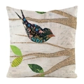 Kissenbezug mit künstlerischem Vogel-Collage-Print und Vintage-Zeitungs-Motiven - 45x45cm / Künstlerische Fetzen Collage Natürlich Vogel Muster (12)