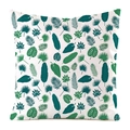 Dettaglio cuscino quadrato con motivi a foglie tropicali verdi e trama di tessuto tessuta - 45x45 cm / Stile Foglia di Foresta Tropicale (8)