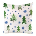 Dettaglio federa in tessuto morbido con pini ad acquerello e fiocchi di neve blu - 45x45 cm / Stile Pino Fiocco di Neve (7)