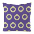 Detail of purple faux silk cushion cover featuring yellow geometric ring texture - Square / Purple Yellow