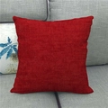 Minimalist square dark red linen cushion cover on grey sofa with woven texture - 45x45cm / Red