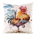 Silk-like square cushion cover with colorful watercolor rooster art design - Colorful Artistic Rooster Watercolor Pattern (13) / 45x45cm