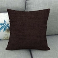 Close-up detail of the dark brown linen texture and durable stitching on square cushion cover - 45x45cm / Dark Brown