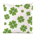 Square pillowcase with green clover pattern on white fabric for sofa home decoration - 18x18 Inch / Clover Style (1)