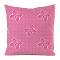 Détail de la taie d'oreiller rose satinée avec motifs papillons et nid d'abeille - Motif Nid d'Abeille Papillon Rouge Rose (18)