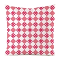 Détail de la texture de la housse de coussin en soie synthétique rose à motif de cœur - Carreaux de Diamant Alternés Rose Blanc (11)