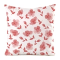 Close-up of floral pillowcase fabric texture with pink cherry blossom pattern and stitching - 18x18 Inch / Pink Cherry Blossom (13)