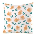 Detail of colorful floral pattern on a white faux silk cushion cover for home decor - 18x18 Inch / Orange Floral (12)