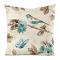 Kissenbezug aus Seidenimitat mit Vintage-Aquarellvogel und türkisen Blumen - 45x45cm / Vintage Aquarell Cyan Vogel Blumen Muster (16)