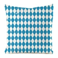 Détail de la housse de coussin carrée à carreaux bleus et blancs avec texture vintage - Losange Bleu Blanc Vieilli (18)