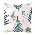 Square cushion cover with green fern and leaf prints on a white fabric base - 18x18 Inch / Fern Style (2)