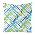 Détail d'une taie d'oreiller carrée avec motifs de cœurs peints en bleu et vert lime - Coups de Pinceau Abstraits Bleu Cobalt (10)