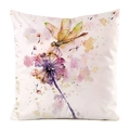 Faux silk pillowcase with watercolor dragonfly and purple flower art print - Dragonfly and Purple Flower Pattern (15) / 45x45cm