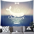 Tapiz de verano con ballena e isla tropical en tejido con degradado azul y blanco - 150x100 (Terciopelo Piel de Melocotón) - Estilo 1