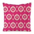 Funda de cojín magenta con motivos ikat circulares en beige claro y textura tejida - Cuadrado / Beige Rojo Rosa