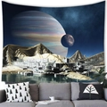 Detailed close-up of sci-fi planet wall tapestry hanging above a modern living room sofa - 10 / 100x70(Peach Skin)