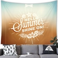 Sommerlicher Wandteppich mit blau-orangem Farbverlauf und Hello Summer Shine On Design - Stil 3 (Hello Summer Shine On) / 100x70(Pfirsichhaut)
