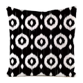 Funda de cojín cuadrada con diseño de círculos geométricos ikat en blanco y negro - Cuadrado / Negro y Blanco