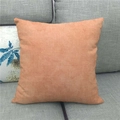 Effen oranje vierkante kussenhoes met katoen-linnen textuur op een grijze bank - 45x45cm / Oranje