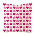 Pink heart pattern silk cushion cover in cream white with repeating love heart print - Off-White Two-Tone Heart Array (2)