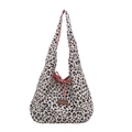 Leopard-Canvas-Shopper mit rosa Futter und dekorativem Kordelzug-Detail - Schwarzer Leopard