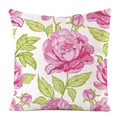 Funda de cojín tropical con diseño de flores rosas en tela de seda sintética fina - Estilo Peonía Rosa (1)