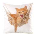 Faux silk pillowcase featuring an orange tabby cat yawning in a rope hammock - Yawning Orange Cat in Hammock Style (8)