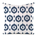 Blue circle ikat pattern pillow cover on white faux silk fabric for home sofa - Square / Blue White