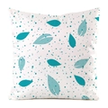 Housse de coussin en fausse soie à motifs de cœurs bleus pour décor de canapé - Pois Feuilles Sarcelle (5)