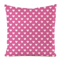 Housse de coussin carrée rose à motifs cœurs et pois en satin pour décor de canapé - Petits Pois Cœur Rose Vif (5)