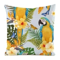 Funda de cojín cuadrada con diseño tropical de guacamayo azul y estampado floral exótico - Loro Blanco Mariposa Floral (4)