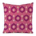 Faux silk decorative square cushion cover in rose red with purple Ikat pattern - Square