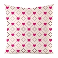 Housse de coussin à motifs de cœurs roses et pois sur tissu satiné blanc élégant - Pois Géométriques Cœur Rose Blanc (6)