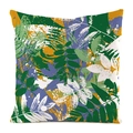 Housse de coussin avec imprimé de feuilles abstraites en vert, violet et jaune vif - 45x45cm / Feuilles Colorées Abstraites (5)