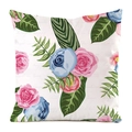 Funda de cojín cuadrada con flores tropicales y rosas sobre seda de imitación - Estilo Letras Plantas Tropicales (3)