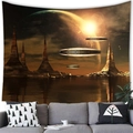 Sci-fi alien solar system tapestry with UFOs and pyramids over a grey sofa - 3 / 100x70(Peach Skin)