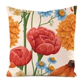Funda de cojín tropical con estampado vintage de peonías rojas y dalias naranjas - Estilo Dibujo Flor Roja Vintage (4)